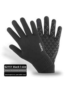 男女通用冬季手套 - 升级版触摸屏寒冷天气保暖针织手套，适合跑步、驾驶、徒步旅行 - 藏蓝色 - 查看 2