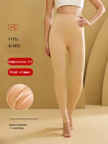 1件装女士秋冬保暖加厚不透明踩脚裤，加厚打底裤连裤袜塑形裤腿 - 彩色 - 查看 6