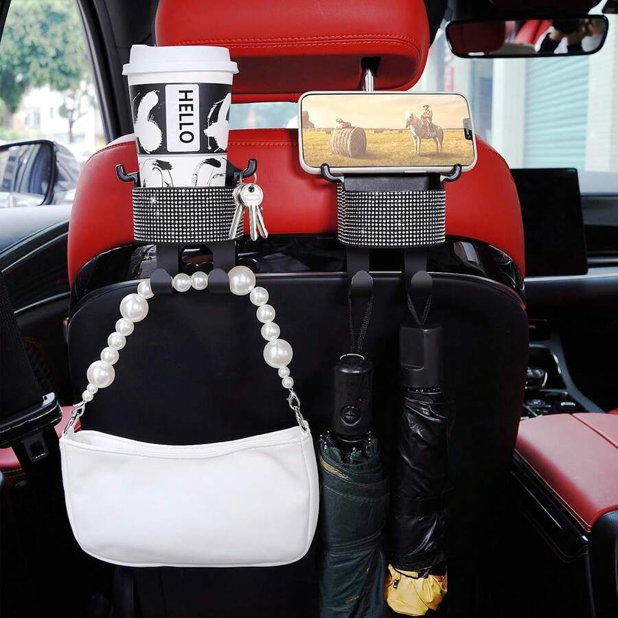 Automobile Supplies-Multifunctional Car Seat Backrest Hook, Back Seat Cup Holder With Hook, Multifunctional Car Seat Cup Holder Hook (2)