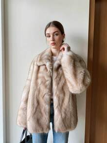 Neue modische Kunstfell Jacke, eleganter Damen Flausch-Wintermantel