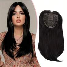 Pieza de cabello postizo invisible para mujer - Cabello sintético liso para un aspecto talla grande lleno y talla grande grueso - Perfecto para todo tipo de cabello, cubrir canas, aumentar el volumen del cabello