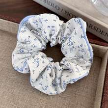 Scrunchies For Women Girls Polka Dot Plaid Floral Printed Scrunchies For Long Thick Hair Soft Scrunchy Hair Ties Elastic Hair Bands Cute Ponytail Holders Hair Accessories (2pcs)