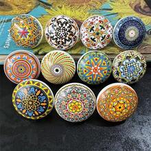 6/12pcs Bohemian Style Round Ceramic Drawer Pulls, With Screws, Colorful Hand-Painted Floral And Geometric Patterns, Suitable For Modern And Vintage Cabinets, Kitchen Cabinet Handles - Random Color - View 3