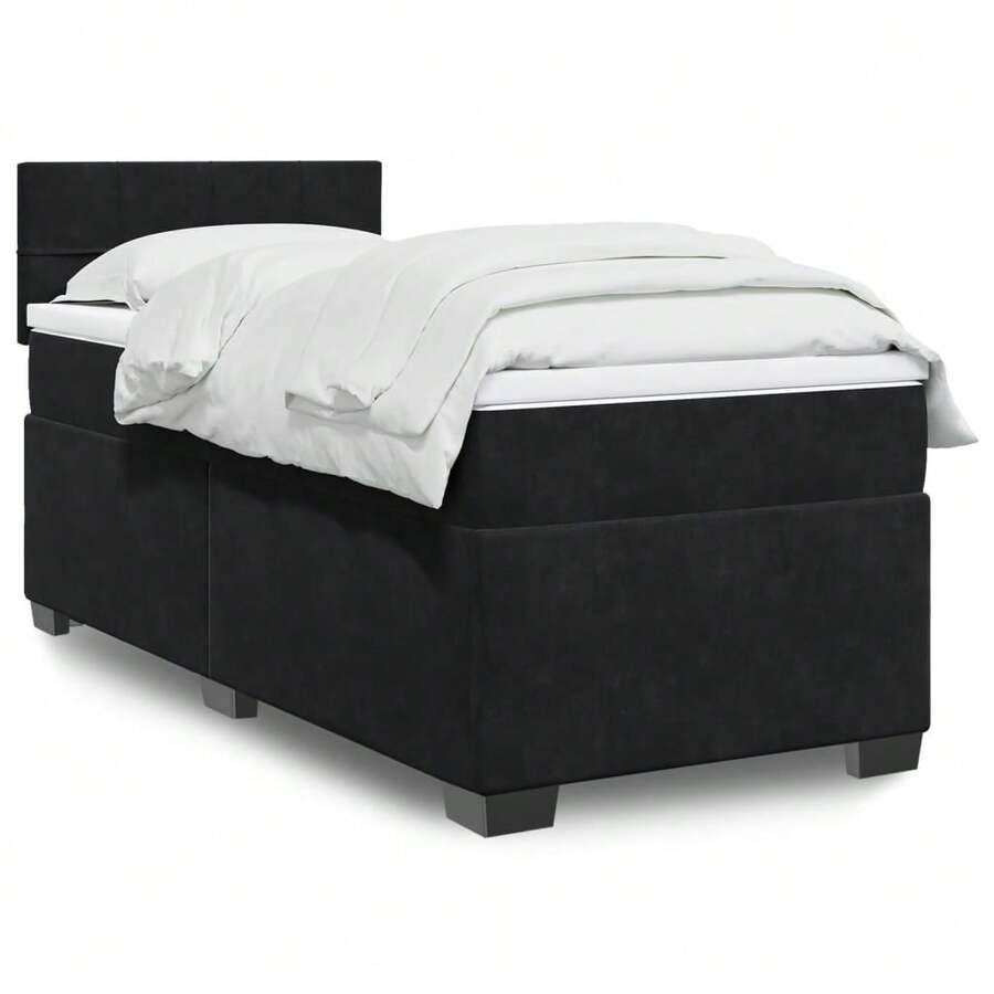 vidaXL Boxspringbett Mit Matratze Schwarz 80x200 Cm Samt - Black - View 1