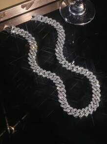 1 件镶钻菱形闪亮链项链，男女通用嘻哈百搭项链/手链，适合日常佩戴 - 菱形. - 查看 24