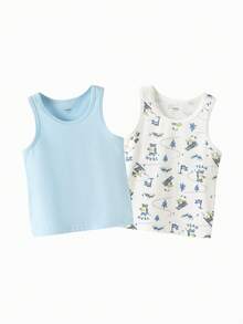 Balabala 婴儿背心套装 2025 秋季 - 2 件装无袖内衣 - 藍綠色調 - 查看 1