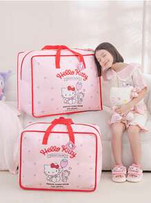 Sanrio Characters Clothing & Bedding Storage Bag, Durable Oxford Fabric, Tear-Resistant Material, Reinforced Handles, Sturdy Stitching, Large Capacity For Clothes, Blankets, Sheets, Pillows, Smooth Dual Zippers, Full-Open Design Dorm Room Essentials Clothes Organizer Closet Organization And Storage Bedroom