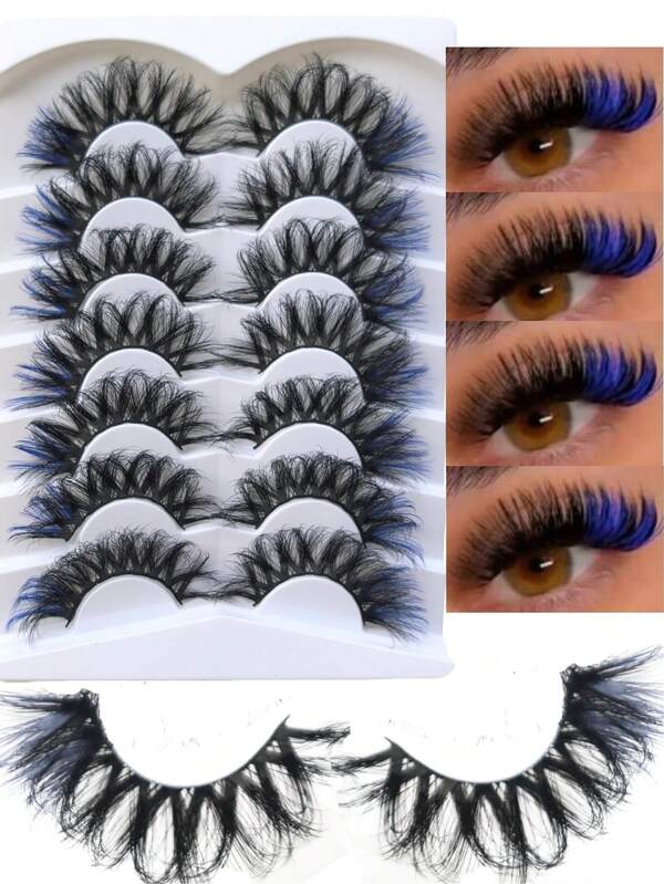 7 pares de pestañas postizas de tira completa lujosas | Gruesas y onduladas 3D de volumen, reutilizables, suaves y ligeras de falso visón, de larga duración y resistentes al sudor, para looks de fiesta y ocasiones especiales, realza la belleza de los ojos con estilos dramáticos y naturales