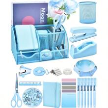 Purple Desk Accessories, 26Pcs Office Supplies And Desk Organizers, With Tape Dispenser, Stapler, Staple Remover Ect, The Perfect Hue For Focused Learning, Back To School