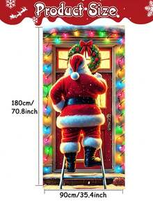 1pc Santa Claus Hanging Banner, 70.8x35.4 Inches, Made Of Polyester, Suitable For Home Entrance And Outdoor Christmas Decoration