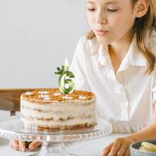 1件創意綠色皇冠造型0-9數字生日蠟燭，生日蛋糕裝飾，生日派對裝飾，適用於生日、週年紀念、性別揭曉派對、單身女派對、畢業典禮 - 綠色 - 查看 2