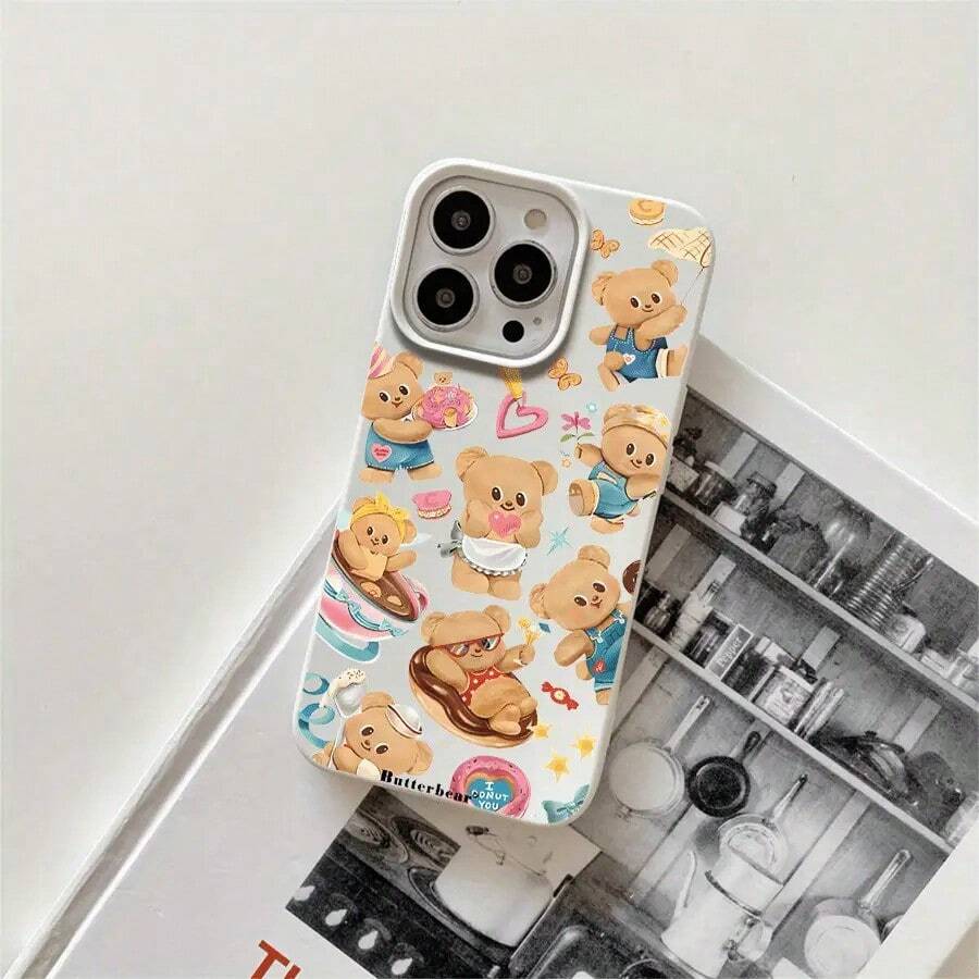 Fundas y carcasas protectoras con diseño de osito, diseño de osito, compatibles con phone 16 Pro Max, 16, 15 Pro, 14, 14 Plus/14 Pro Max, 13, 13 Pro, 12 Pro y 11/11 Pro. Regalos para cumpleaños y fiestas - Blanco - Ver 1