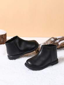 1双儿童时尚软底休闲靴，适合女童，秋冬 - 黑色 - 查看 3