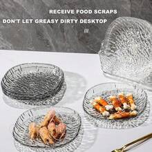 Juego de 6 platos de cena, plato de cena transparente con ondas de agua, plato de hueso, plato de ensalada, vajilla reutilizable apta para plato de pastel, pasta, filete, fruta en restaurantes, cocinas, picnics al aire libre, escuelas