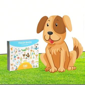 100 件时尚可爱的垃圾桶内衬、食物垃圾袋和宠物垃圾袋，适合户外使用，宠物主人的必备工具，方便实用的宠物垃圾袋