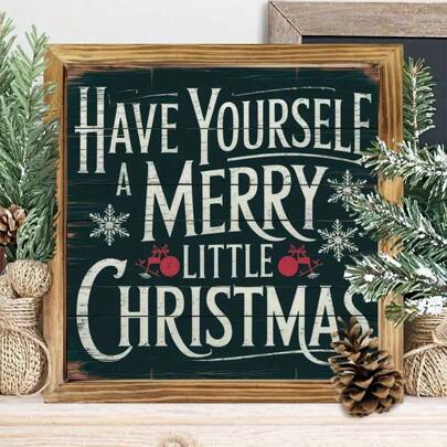 1pc "Merry Christmas" Wooden Decorative Sign - Vintage Country Style Wall Decoration, Farmhouse Home Decor, Suitable For Kitchen, Bathroom, Living Room, Tabletop - Christmas Gift, Christmas Home Decoration, Holiday Room Decoration Christmas Decorations