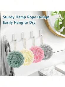 1 pièce (40g) Éponge de loofah de bain, éponge exfoliante de loofah de douche, boule de filet de bain pour femmes et hommes, décoration de salle de bain, décoration d'automne, rentrée scolaire