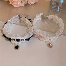 1 New Perfect Exquisite Lace Bow Pendant Heart-Shaped Necklace, Elegant And Fashionable Y2K Style Women's Neck Accessory Necklace, Birthday Party Summer Vacation Beach Accessories - Women's Accessories From Local Warehouse - 粉紅色的- - 查看 5