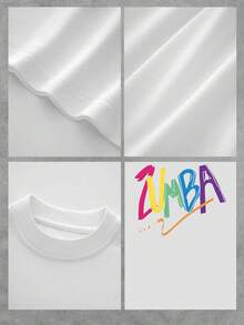 Camiseta gráfica vibrante inspirada en Zumba para mujer con un diseño vibrante de baile y fitness. Cómoda camiseta de cuello redondo, perfecta para entrenamientos en estudio y estilo casual. Tejido ligero para una camiseta deportiva divertida y elegante. Talla extragrande. - Blanco - Ver 4