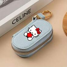 Sanrio 1 قطعة سانريو هالو كيتي سلسلة مفاتيح - حامل مفاتيح سيارة جميل، حامل مفاتيح متعدد الوظائف كبير وقابل للنقل مع كيس تخزين بسيط وصغير للاستخدام المنزلي والسفر