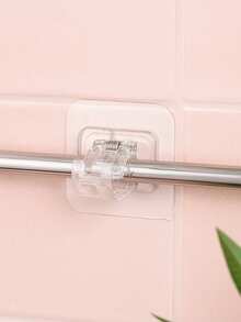 4入組pc材質透明窗簾桿掛鉤窗簾夾持架,免打孔膠片支架夾,橫棒門簾伸縮桿黏性掛鉤