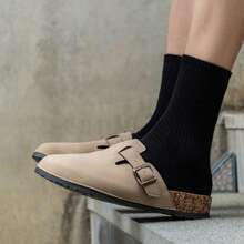 Slouchy Couple Slippers, Comfortable Plus Size, Autumn/Winter - Plush Lining, Thick Sole, Non-Slip Sole, Fashionable Solid Color, Thermal Lined For Warmth - Khaki - View 5