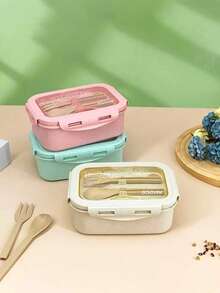 1 Peça Marmita de Duas Camadas com Conjunto de Talheres, Reutilizável, Micro-ondas (Remover Tampa), Ideal para Cozinha, Exterior e Ocasiões, Ótimo Presente de Natal, Também Adequado para Halloween, Ação de Graças, Formatura e Volta às Aulas