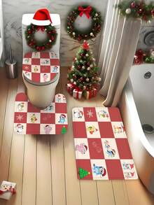 [Holiday Edition] 1/3/4pcs Bluey Family Cosplay Shower Curtain Set, Featuring Christmas Tree, Halloween Turkey Plaid Witch Hat, Bat Prints