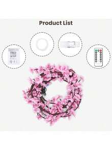 1pc 72 LEDS Cherry Blossom Tree Branch Lights For Wall,Cherry Blossom Lights With Remote,Timer,8 Lighting Modes,Flexible Willow Vine Twig Fairy Light,Floral Wall Decor For Bedroom Home,Spring Decor US - 粉色 - 查看 10