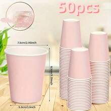 100pcs Pink Paper Cups With Gradient Design - Disposable, Reusable For Parties, DIY, And Holiday Celebrations, Perfect For Coffee, Drinks, And More, Holiday Party Supplies | Gradient Design Cups | Durable Paper Cups, Coffee Travel Mug