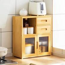 HOHOBLA Bamboo Countertop Shelf Storage Cabinet Kitchen Pantry, Medium Kitchen Pantry Sideboard With 2 Drawers Freestanding Kitchen Countertop Storage Shelf For Dishs Bowls - 原色 - 查看 3