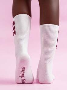 Women's Bow Socks, Fun Christmas Socks, Cute Interesting Mid-Calf Socks, Christmas Socks, Perfect Christmas Gift For Girlfriend, Sister, Niece, Daughter