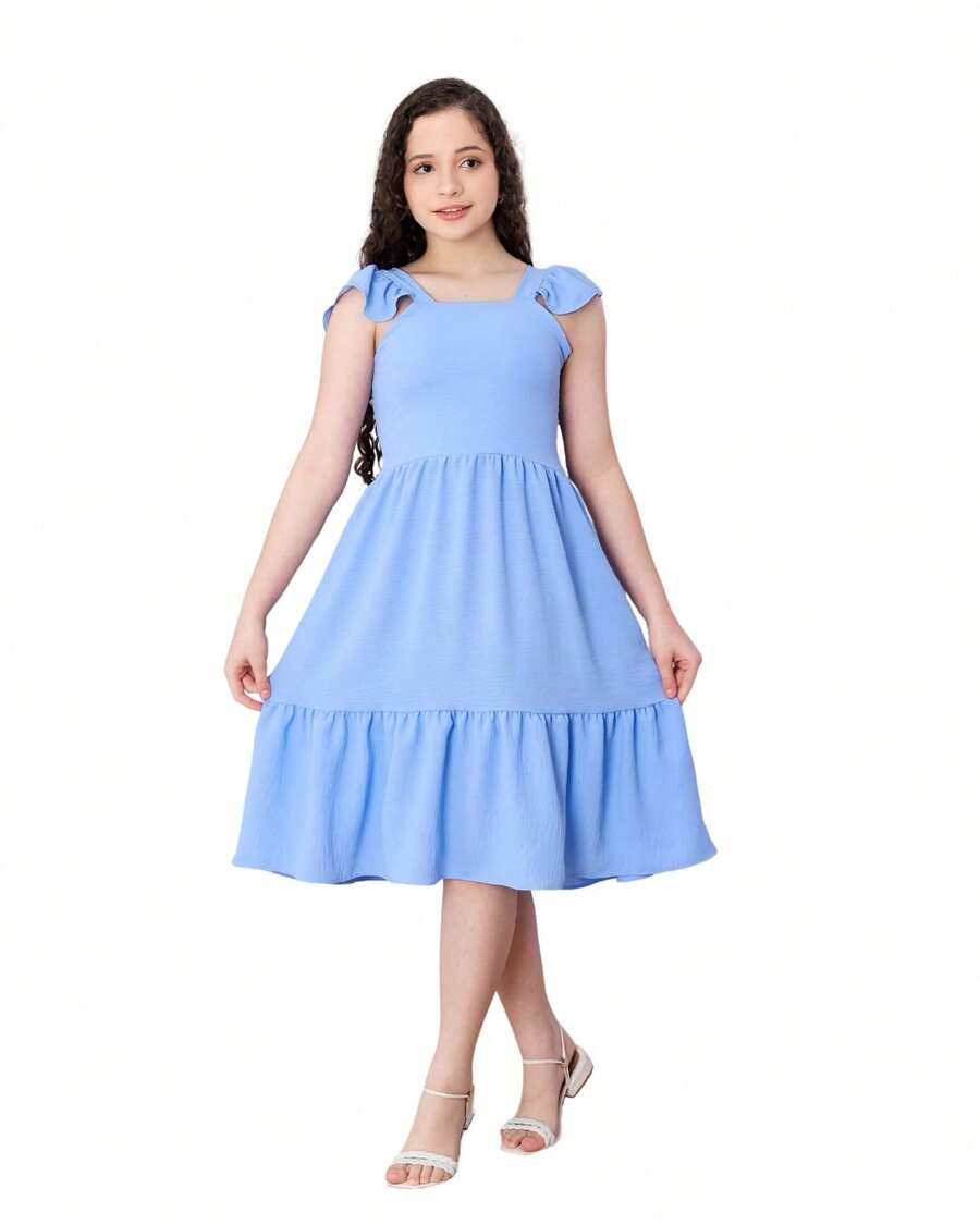 Short Plain Tank Top Dress - Baby Blue - View 1
