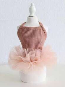 1 pieza Vestido para mascota, falda de tul elegante estilo ballet, vestido de princesa romántico, adecuado para perros y gatos pequeños, sin mangas, transpirable, para primavera/verano