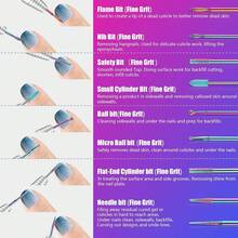 30 件套美甲钻头套装，3/32 专业陶瓷安全钻头，适用于美甲钻，钻石角质层锉刀美甲钻头，用于丙烯酸凝胶美甲技术修甲修脚、家庭沙龙的卸甲钻头（附带 3 个盒子） - 黑與白 - 查看 6