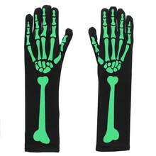 1 Set Of Halloween Skeleton Gloves Dark Wind Glow-In-The-Dark Bone Ghost Stage Costume Props, Skeleton Gloves Stockings Party Background Accessories, Luminous Skeleton Gloves Stockings Set Home Decoration Decorations, Suitable For Costume Parties, Halloween Decorations, Holiday Parties Decorated Skeleton Costumes