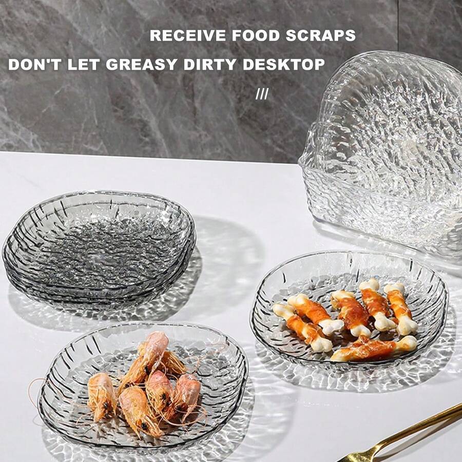 Juego de 6 platos de cena, plato de cena transparente con ondas de agua, plato de hueso, plato de ensalada, vajilla reutilizable apta para plato de pastel, pasta, filete, fruta en restaurantes, cocinas, picnics al aire libre, escuelas