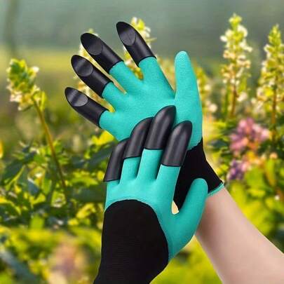 1 Paar Garten Krallenschutz, Polyethylen verschleißfeste Handschuhe, geeignet für linke und rechte Hand, waschbar, BPA- und pulverfrei, inklusive langanhaltend Garten- und Pflanzwerkzeuge, ideal für Outdoor-Grabarbeiten und Bepflanzung