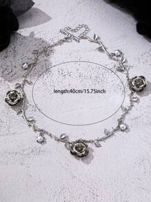 1 件朋克风格吸血鬼哥特式玫瑰藤蔓吊坠手工珍珠串珠项链 - 哥特式万圣节女士珠宝