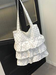 Túi vải canvas đeo vai xếp nếp phong cách Mori mới mùa hè 2024, Túi tote sinh viên Văn học & Nghệ thuật phiên bản Hàn Quốc, Túi vải canvas dành cho cô gái dịu dàng - trắng - Xem 3