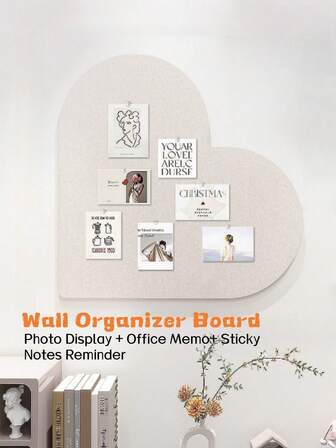 1 pieza Tablero de decoración en forma de corazón de fieltro, sin necesidad de perforar, tablero de notas autoadhesivo para colgar fotos, tablero de boletín montado en la pared, panel de fieltro reutilizable para pegar y despegar, adecuado para tablón de anuncios de aula, barra de tareas de oficina, tablero de planificación de sala de reuniones, horario de estudio, cuenta regresiva familiar, fondo temático de fiesta, calendario de regalo de Navidad, tablero de anuncio de sorpresa de cumpleaños, exhibición de fotos de boda, tablero de registro de crecimiento, adecuado para decoración de dormitorio/estudio/sala de estar/oficina/aula