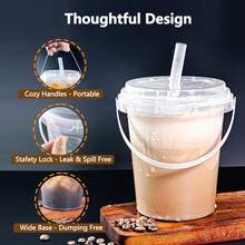 34 Ounce Large Reusable Plastic Cups With LIDS And Straws Drink Cups Suitable For Iced Beverages, Fruits, And Ice Buckets - Ideal For Parties, Festivals, And Daily Use (5/10 Sets) - trong suốt - Xem 4