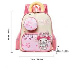 Sanrio 1 pieza Mochila de dibujos animados de Sanrio Kuromi, My Melody, Cinnamoroll, mochila ligera y adorable de Kuromi y My Melody para niños y niñas, bolsas rosas y moradas