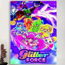 Framed Glitter Force: Radiant Guardians Of Fantasy Canvas Poster Wall Art Featuring Vibrant Animated Characters  Perfect For Bedrooms, Living Rooms & Winter Decor, 2D Flat, Perfect For Room Decor