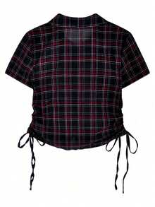 Women's Summer Design Plaid Versatile Casual Shirt Black - Black - View 5