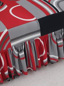 1pc Black And Gray Striped Modern Pattern Decorative Sofa Cover, With Skirt Edge, Machine Washable, Suitable For Living Room And Bedroom Decoration