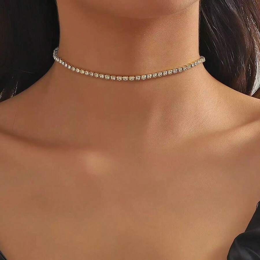 Women's Rhinestone Necklace, Formal Occasion Choker Necklace