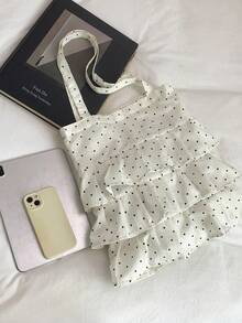 Túi vải canvas đeo vai xếp nếp phong cách Mori mới mùa hè 2024, Túi tote sinh viên Văn học & Nghệ thuật phiên bản Hàn Quốc, Túi vải canvas dành cho cô gái dịu dàng - trắng - Xem 6