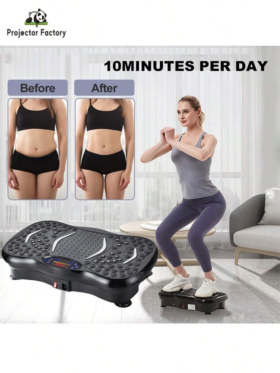 LIPETY Vibrator, Full Body Vibration Board Exercise Equipment With Resistance Bands, Women Men Weight ,Quiet Motor Speed Control, Wireless Speaker, With Remote Control, Without Battery For Weight Loss Shaping Toning Wellness Home Gyms Workout