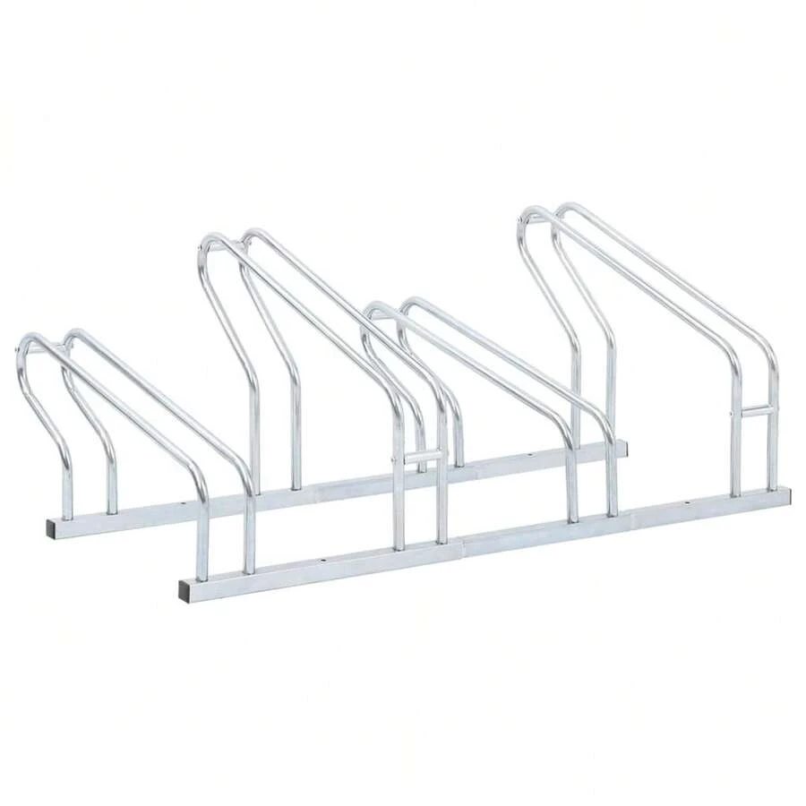 vidaXL Bicycle Stand For 4 Bikes Floor Freestanding Galvanized Steel - Silver - View 1